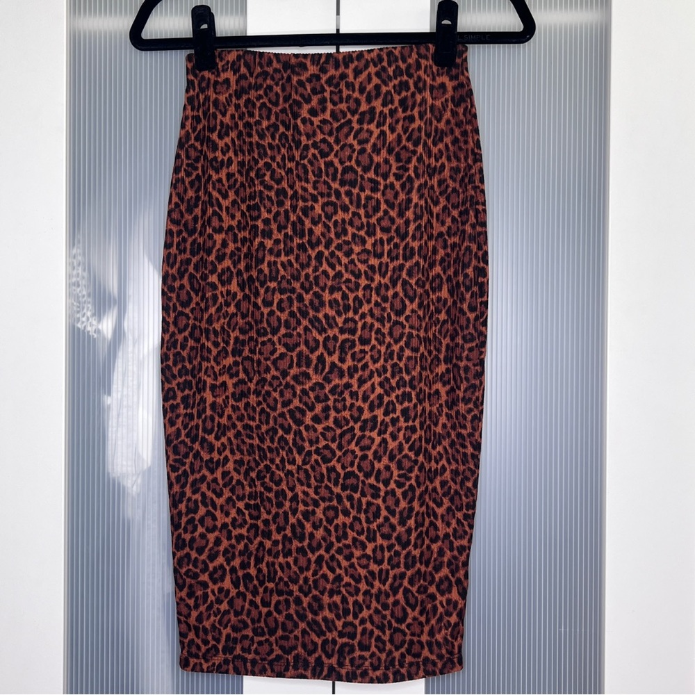 windsor brown black leopard cheetah knee length pencil skirt